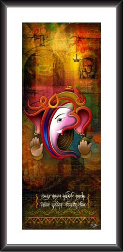 Ganesh Painting with Aum and Shree Sign