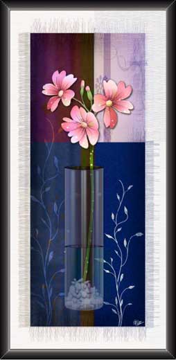 Three Red Flower Abstract Modern Art Painting