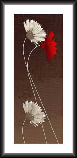White & Red Flower Abstract Modern Art Painting