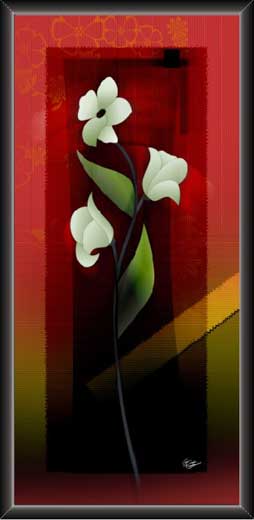 Decorative Offwhite Flowers Abstract Modern Art Pa