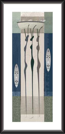 Two Face In Blue Abstract Modern Art Painting