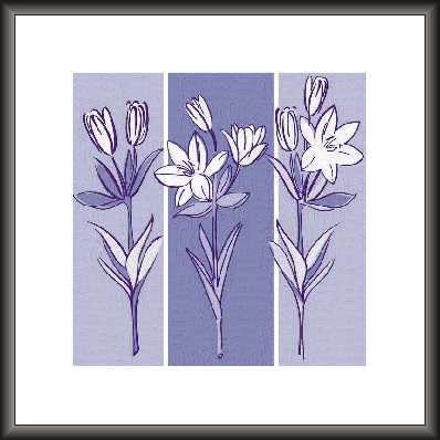 Blue Flower Panel Abstract Modern Art Painting