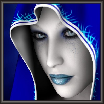 Painting Of Beautifully Lady Face In Blue