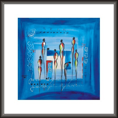 Group People Standing Abstract Modern Art Painting