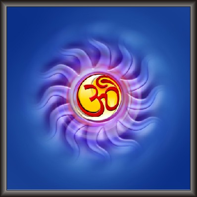 Blue & Red Spiritual Aum Devotional Painting