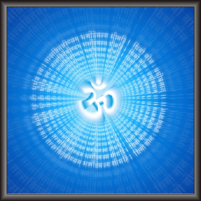 Gayatri Mantra Surrounding Aum In Blue Color