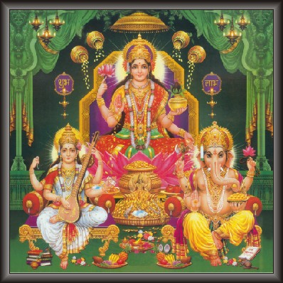 Lord Ganpati Goddess Laxmi & Maa Saraswati Paintin