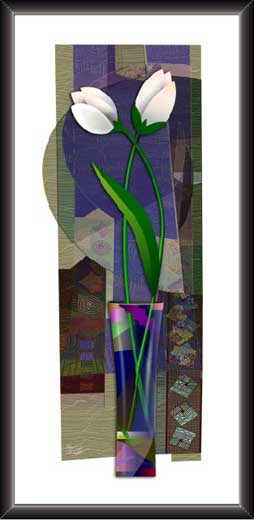 Purple White Modern Art Flower Painting