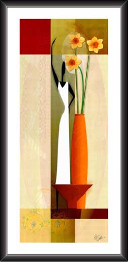 Modern Art Of Lady Standing Near Flower Pot