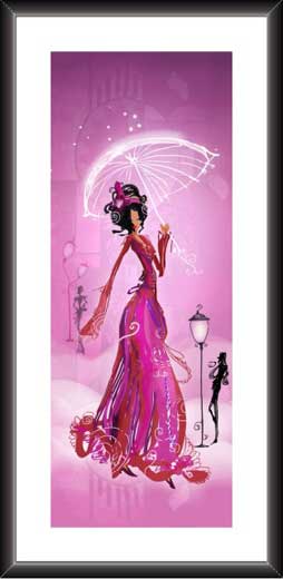 Beautiful Lady In Pink With Umbrella