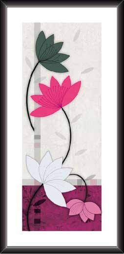 Green, Pink & White Floral Design Painting