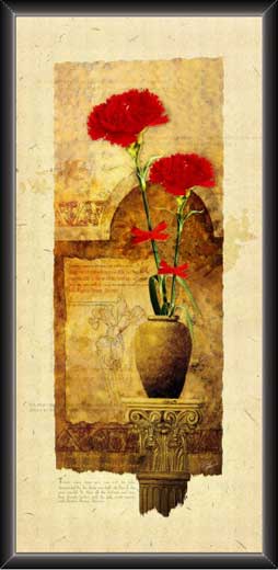 Painting With Ancient Background & Flower Pot