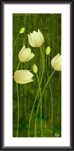Flowers In Green Grass Modern Art