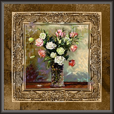 Ancient Flower Pot With Flower Bunch