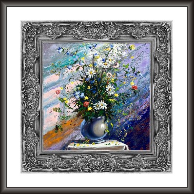 Flower Painting In Oxodize Frame