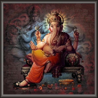 Lord Ganesh With Maa Saraswati