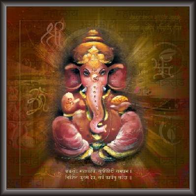 Worshiping Ganesh Metallic Painting