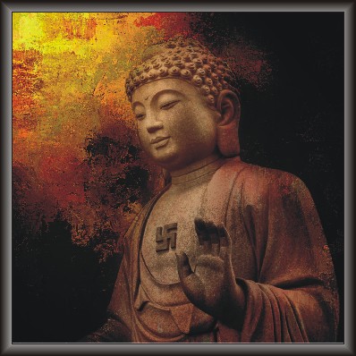 Lord Buddha With Swastik Showing Thy Blessings