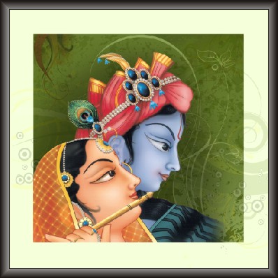 Radhaji Playing Fluet With Krishna