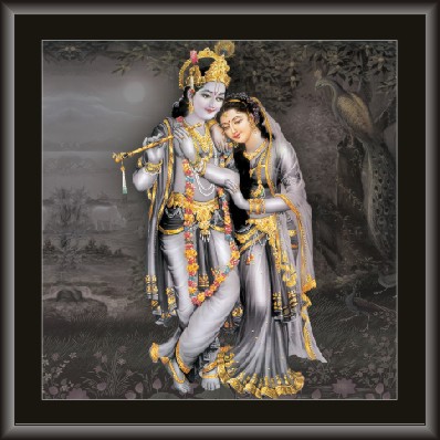 Amazing Radha Krishna Gray Scale Painting