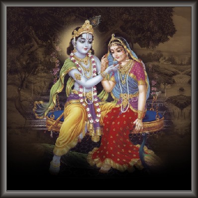 Radha Krishna In Golden Jula