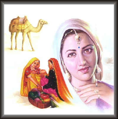 Rajasthani Lady Painting With Camel