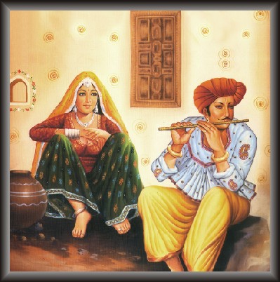 Rajasthani Couple Playing Fluet