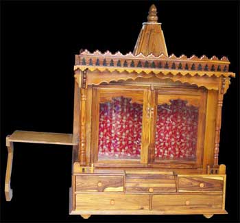 Folding Side Stand Teak Wood Temple