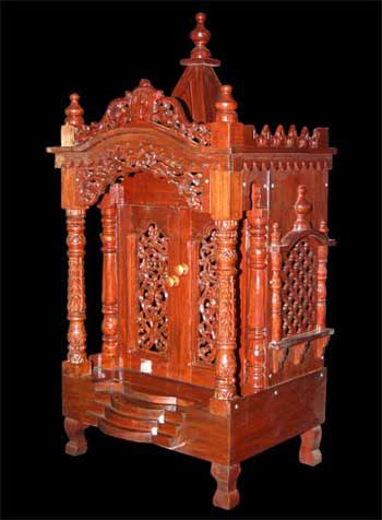 Brown Polish Teak Wood Temple